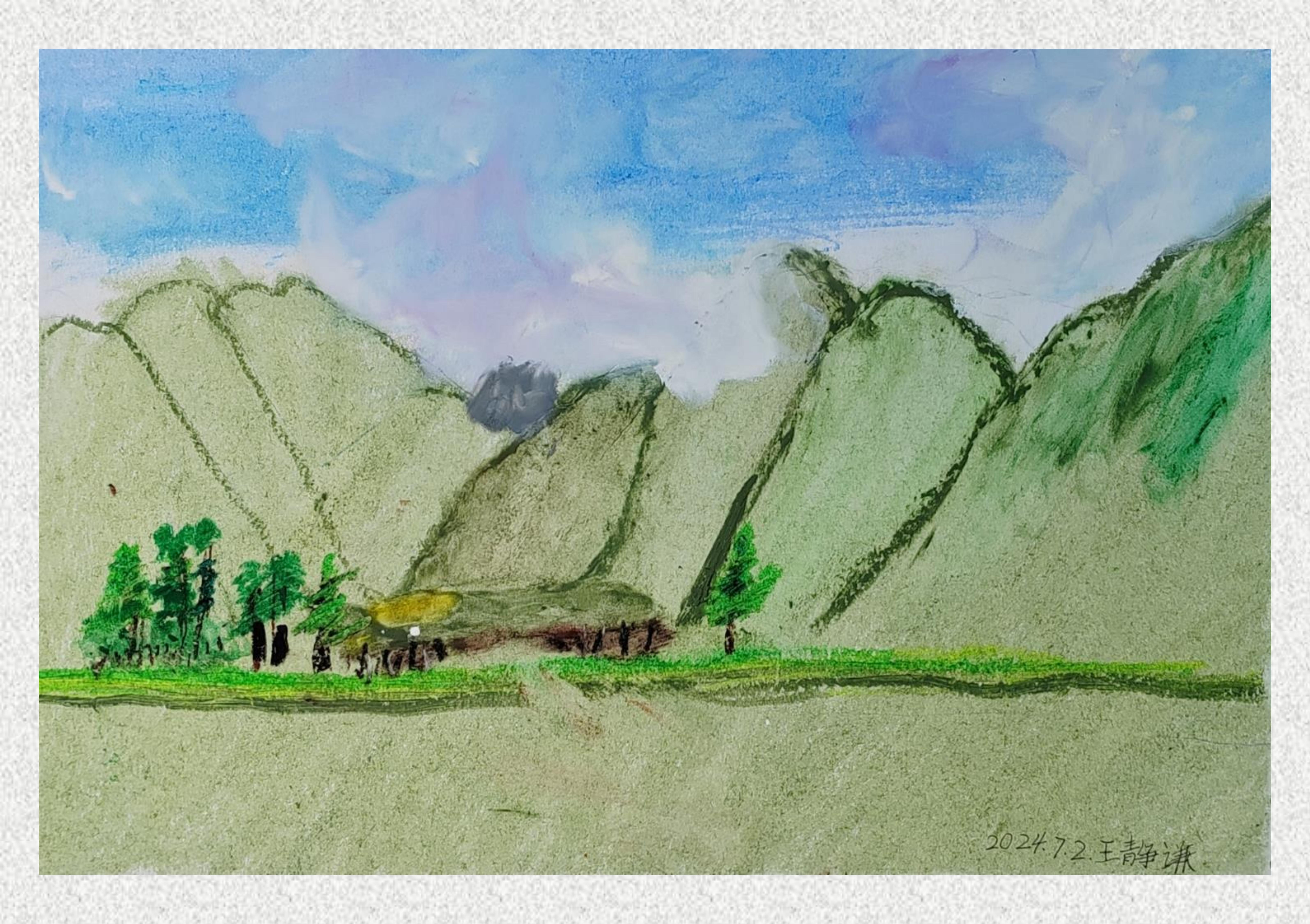 《毕棚沟-油画棒写生》王静谦