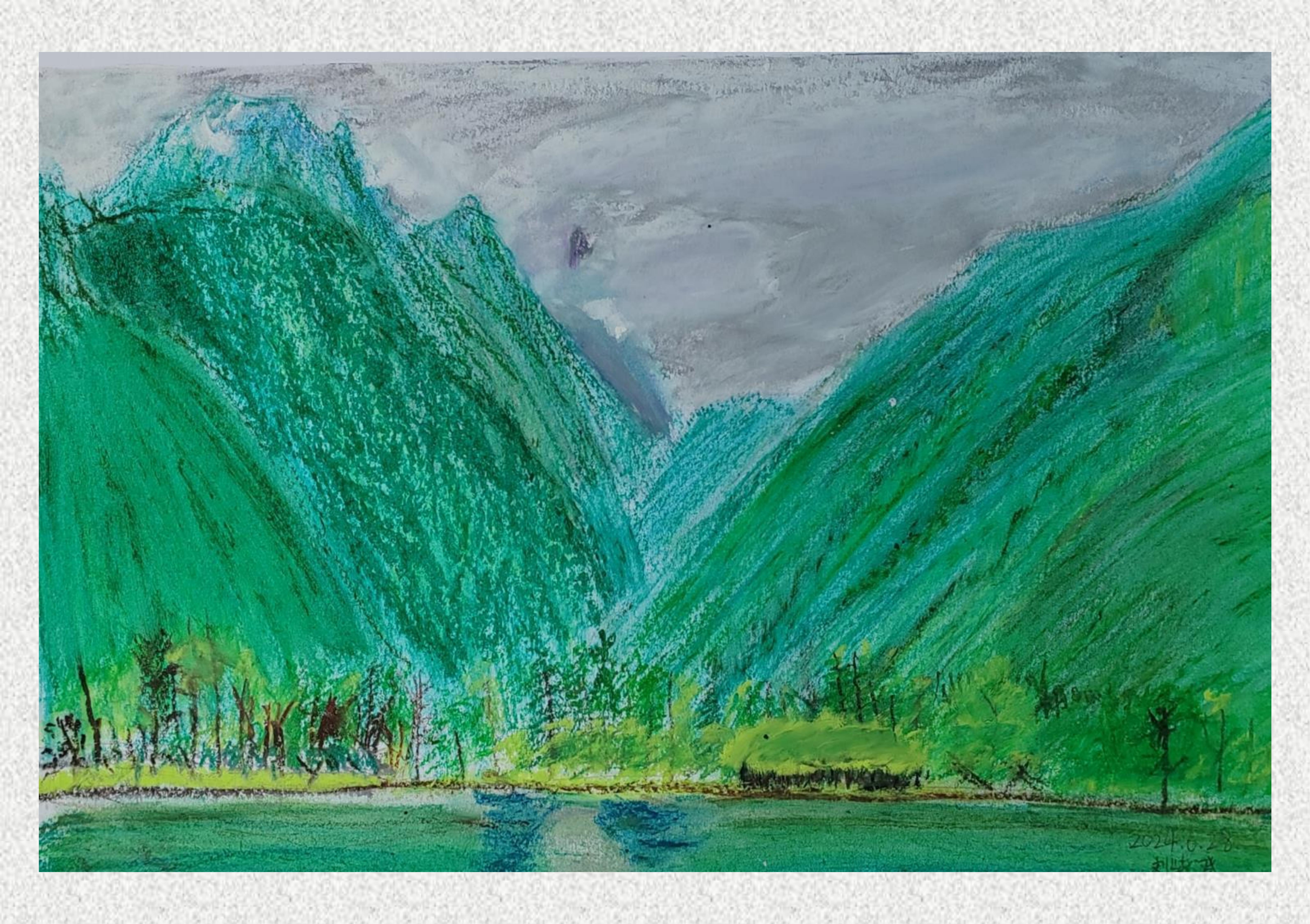 《毕棚沟-油画棒写生》刘紫澄