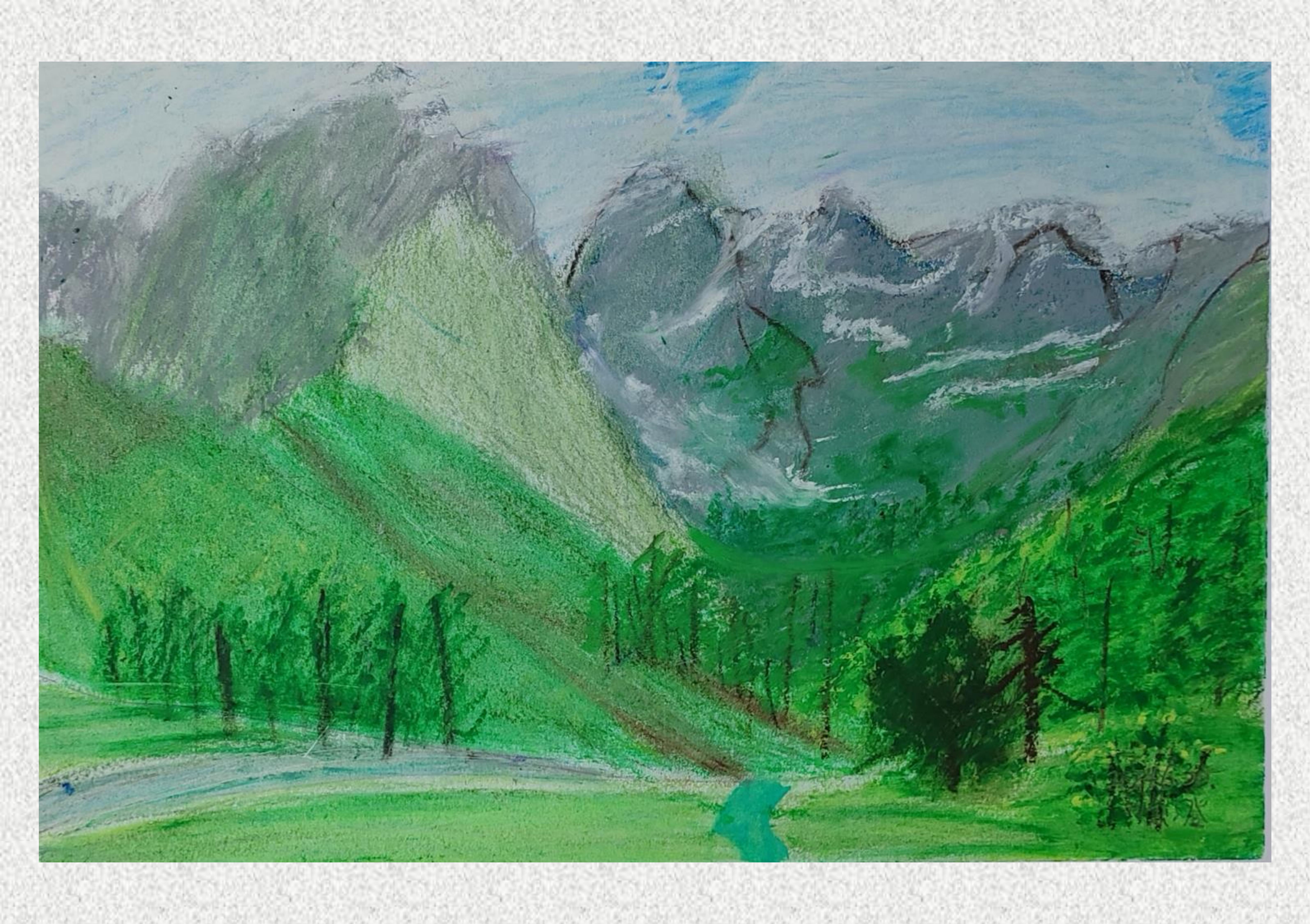 《毕棚沟-油画棒写生》刘紫澄