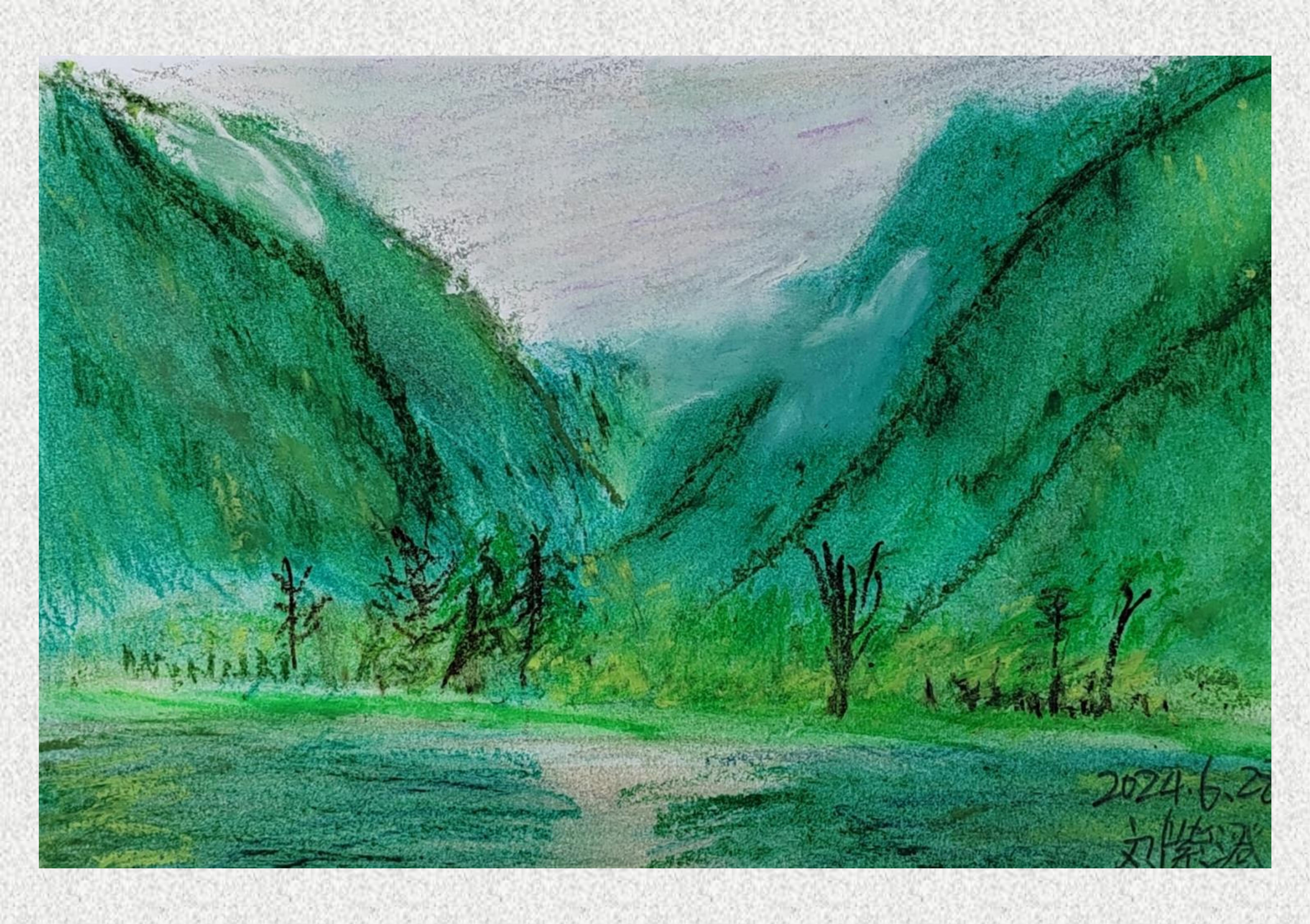 《毕棚沟-油画棒写生》刘紫澄