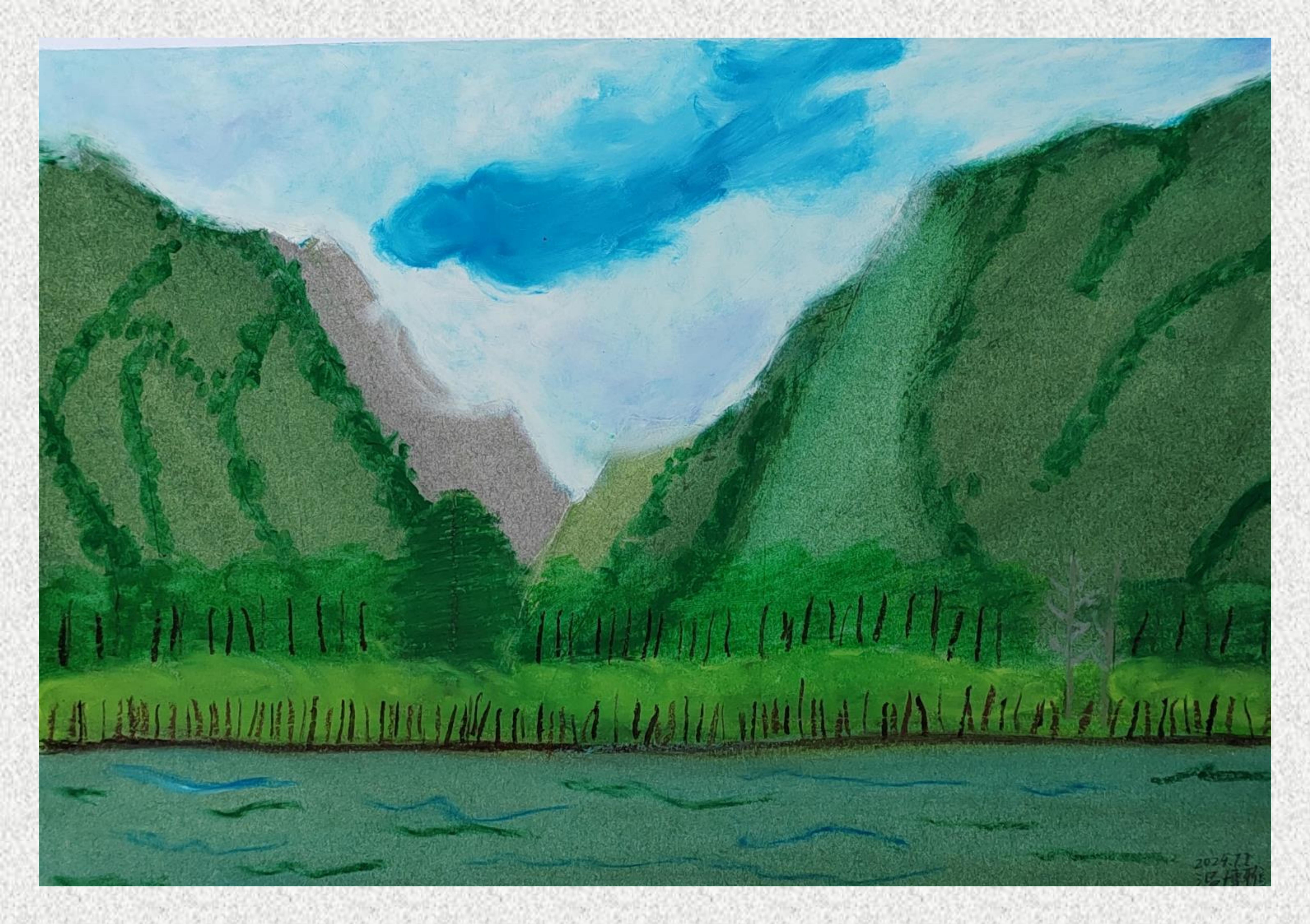 《毕棚沟-油画棒写生》温博雅