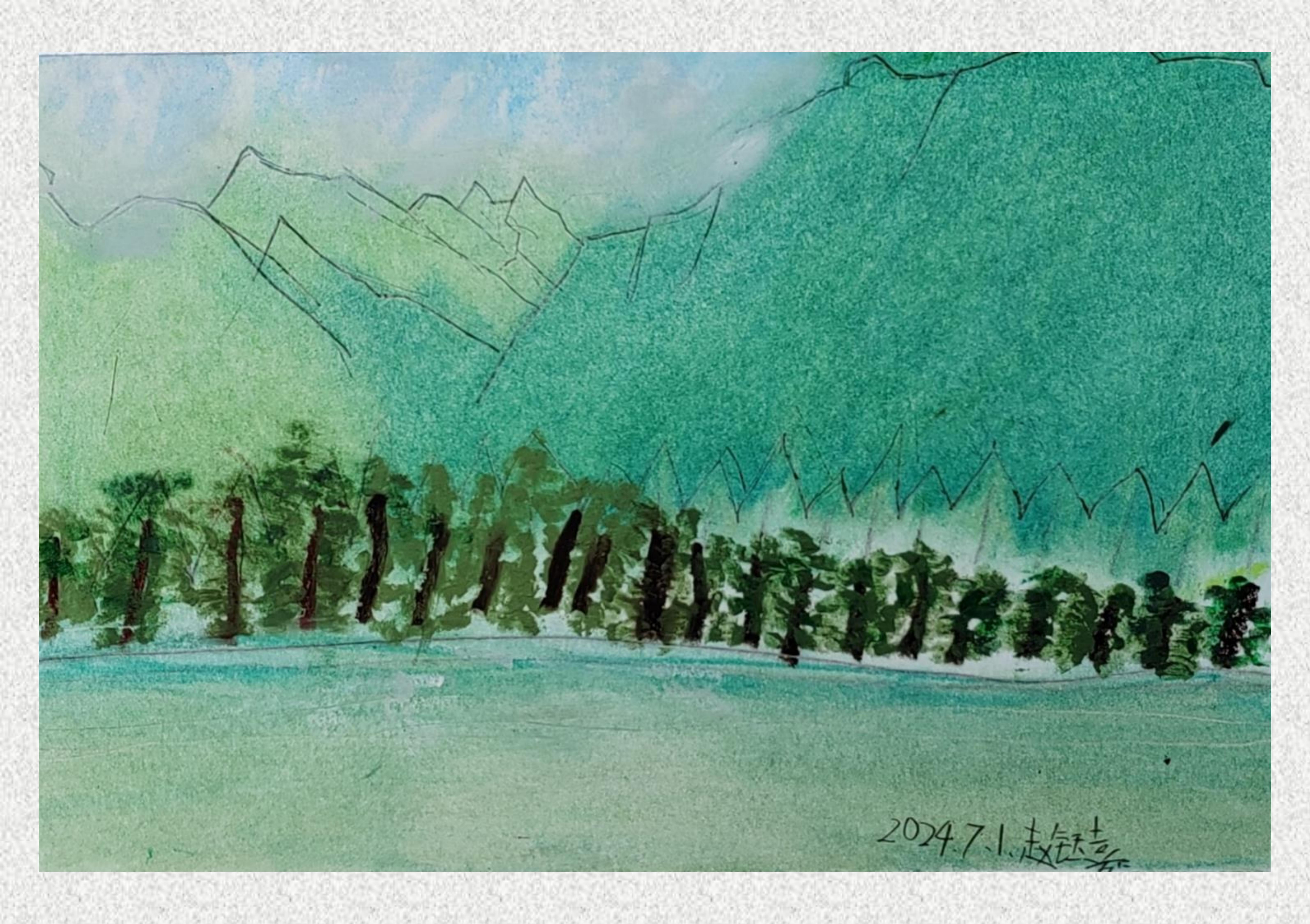 《毕棚沟-油画棒写生》赵钰嘉