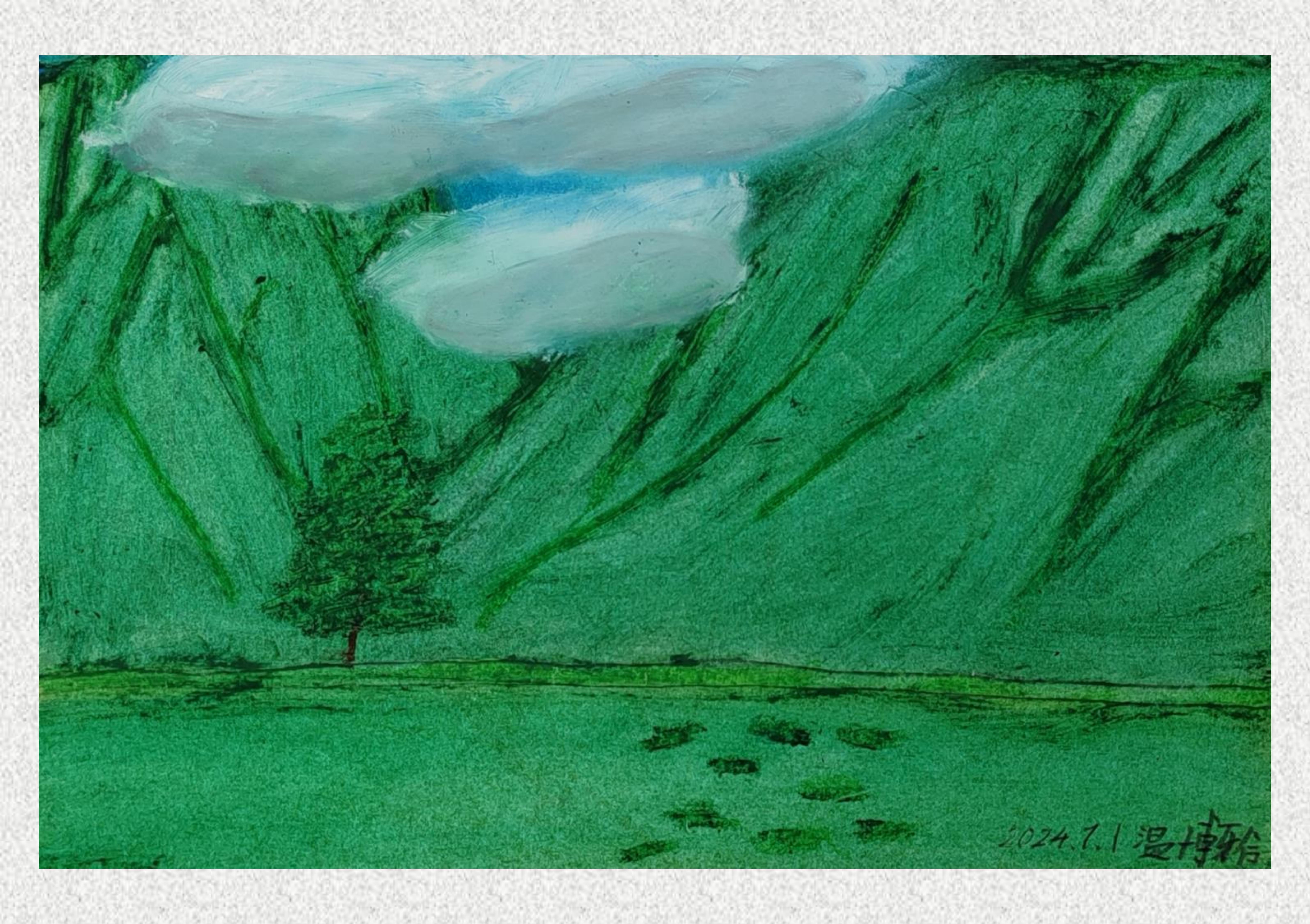 《毕棚沟-油画棒写生》温博雅