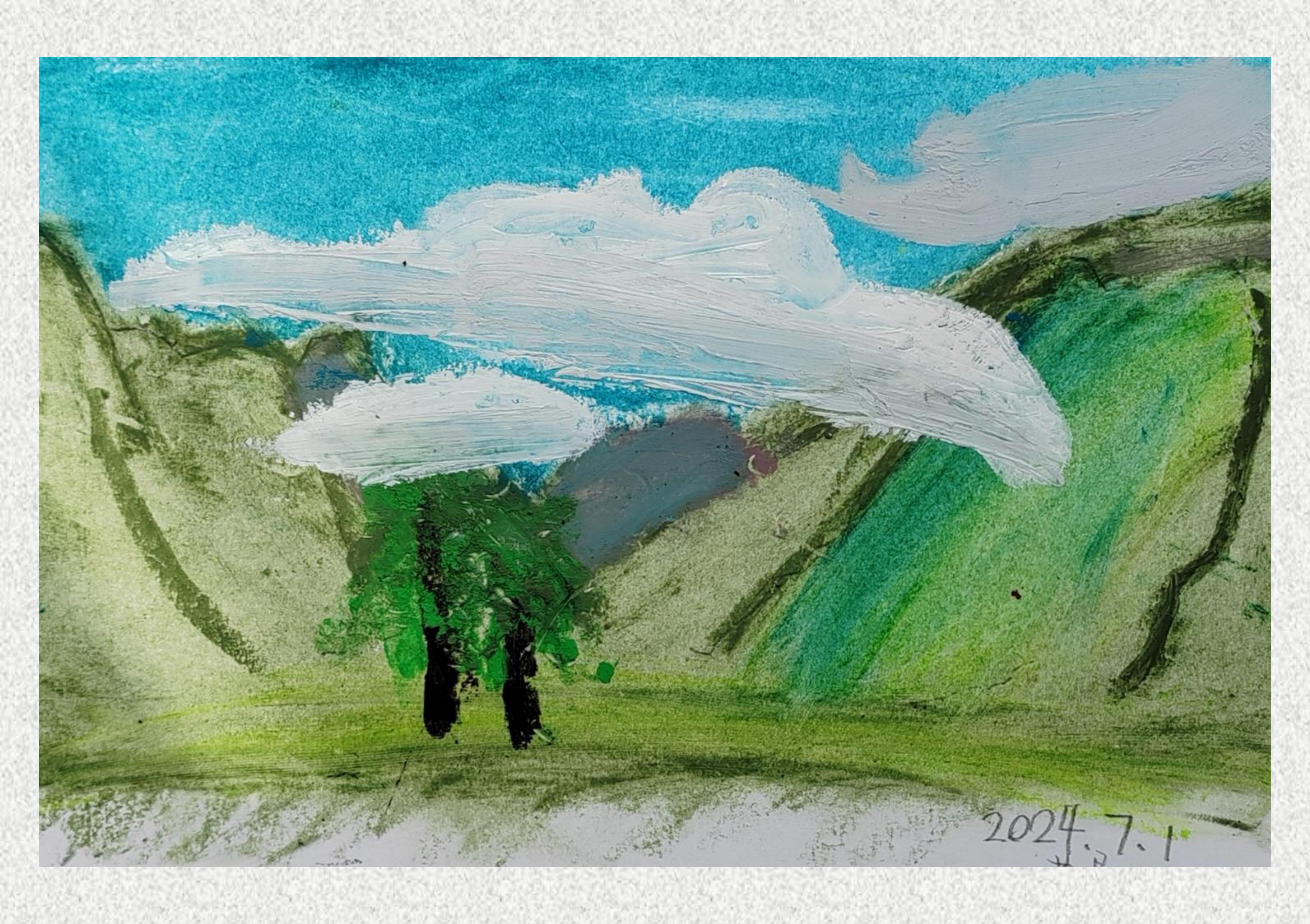 《毕棚沟-油画棒写生》董是