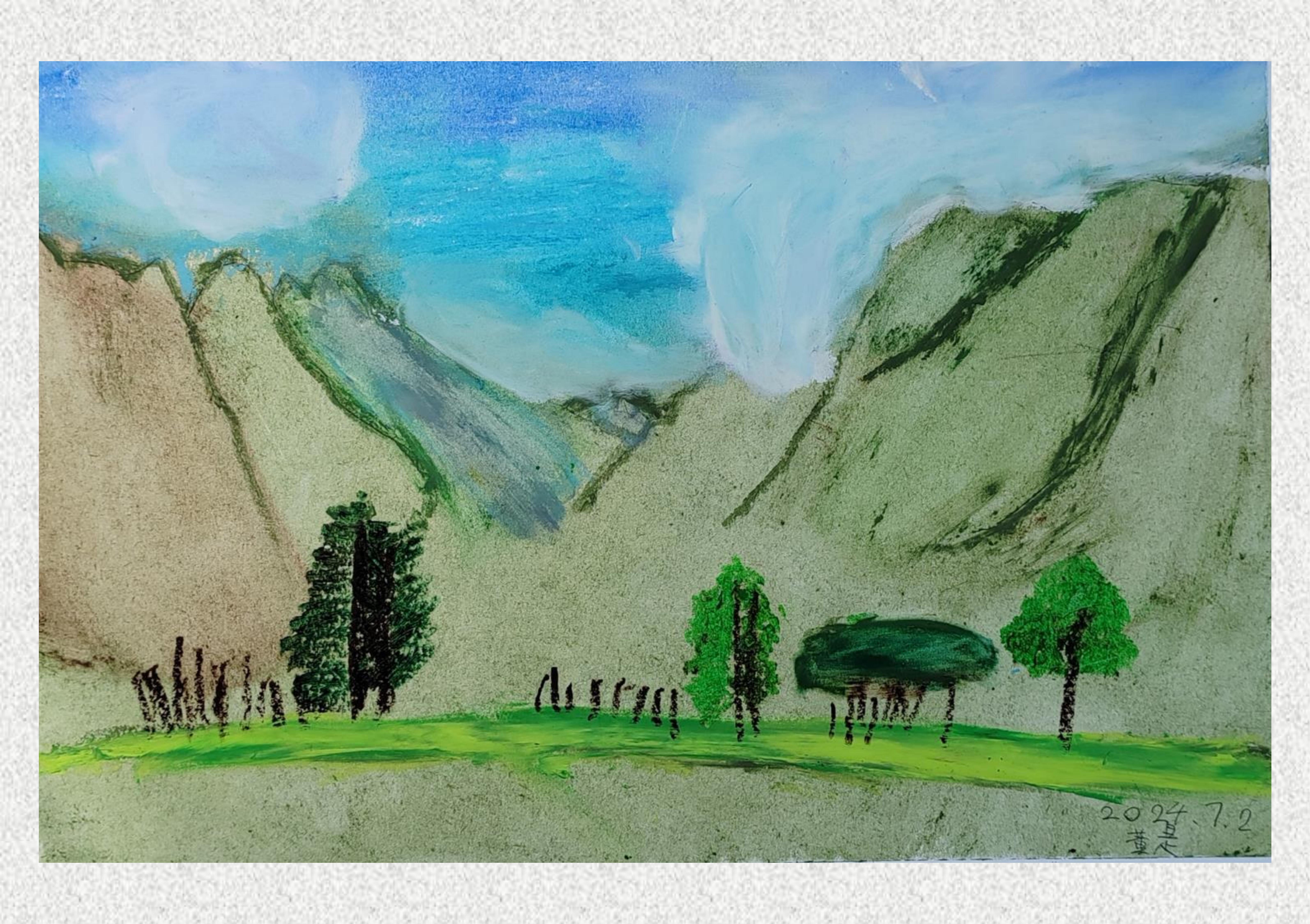 《毕棚沟-油画棒写生》董是