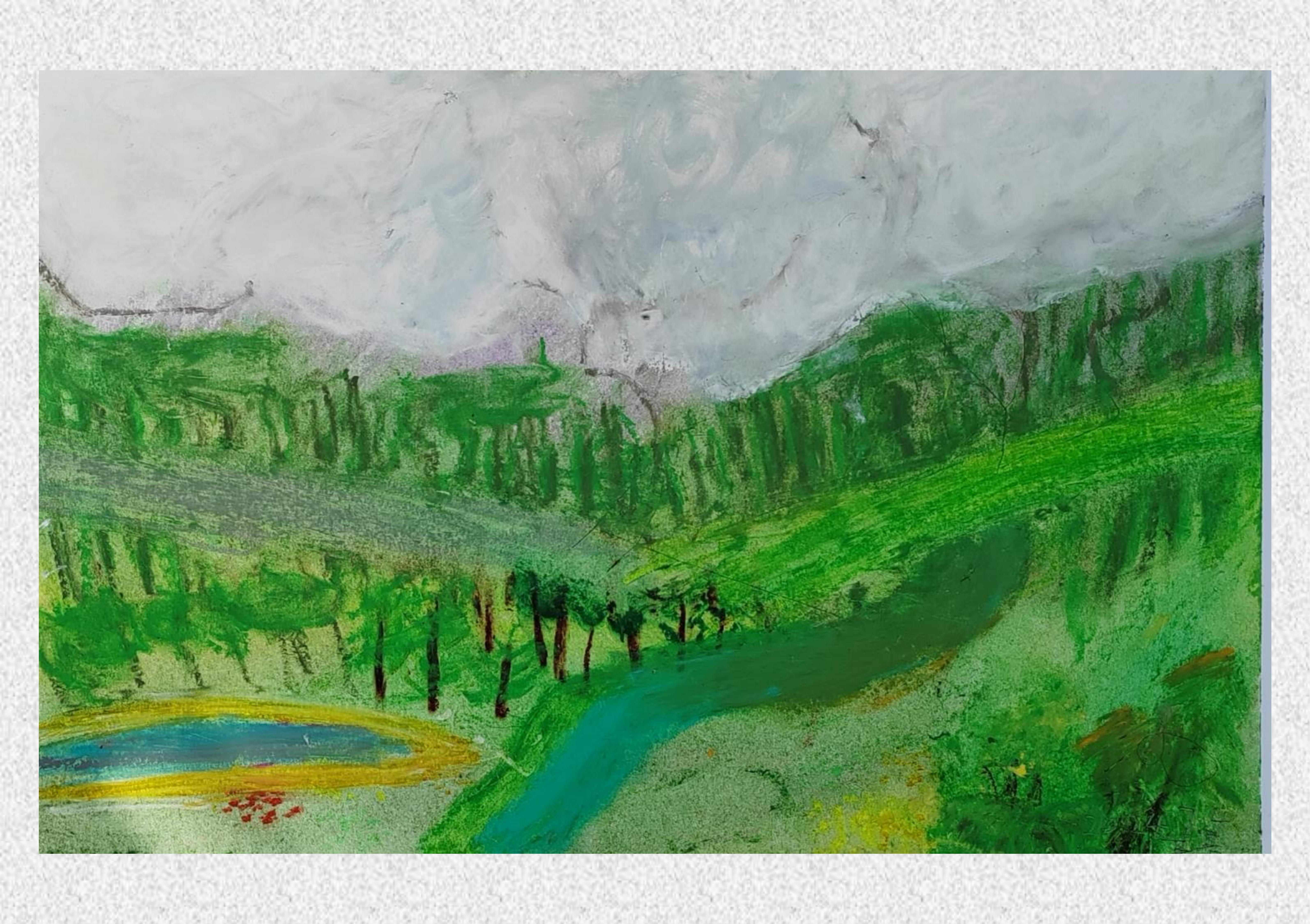 《毕棚沟-油画棒写生》董是