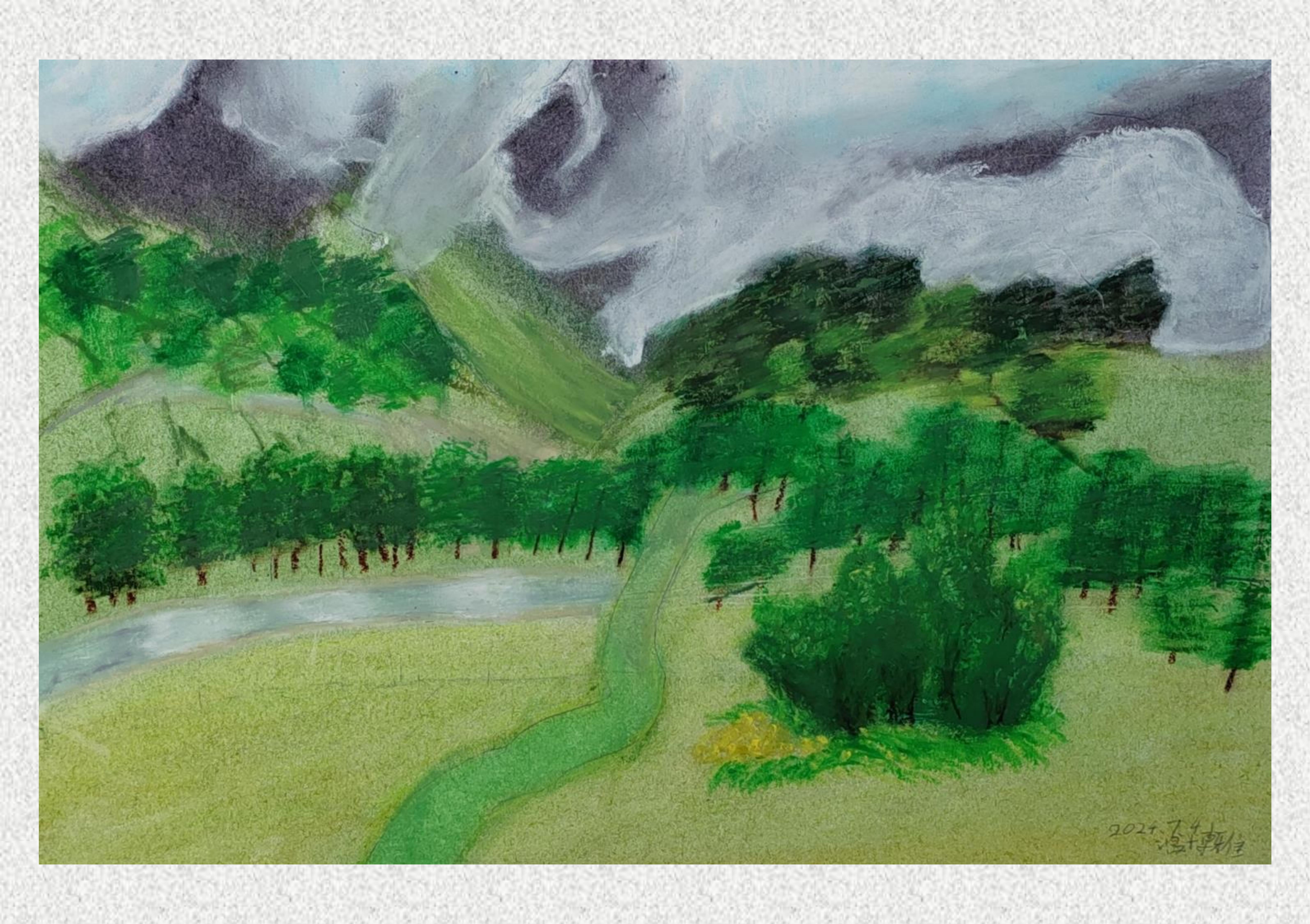 《毕棚沟-油画棒写生》温博雅