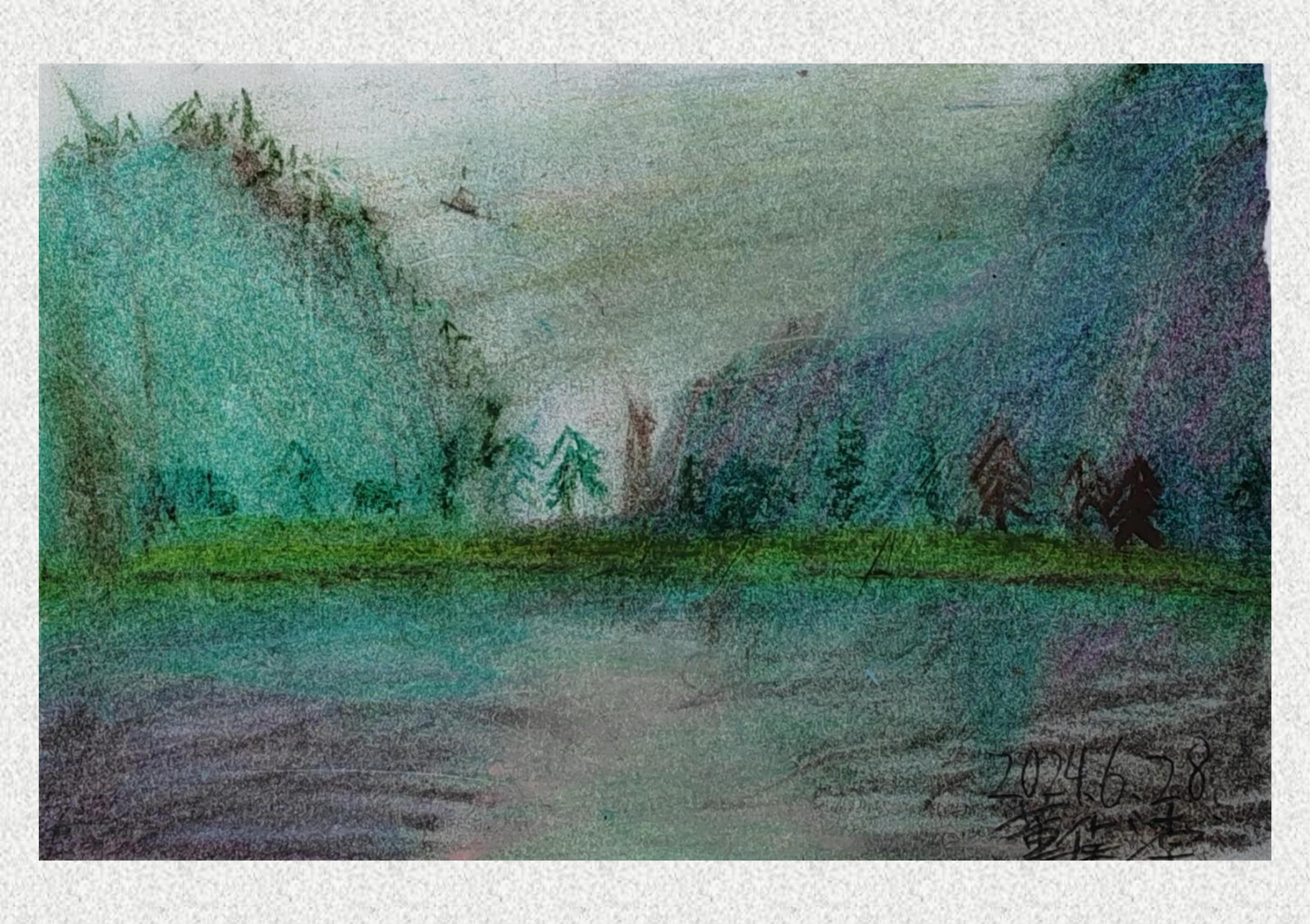 《毕棚沟-油画棒写生》董佳浡