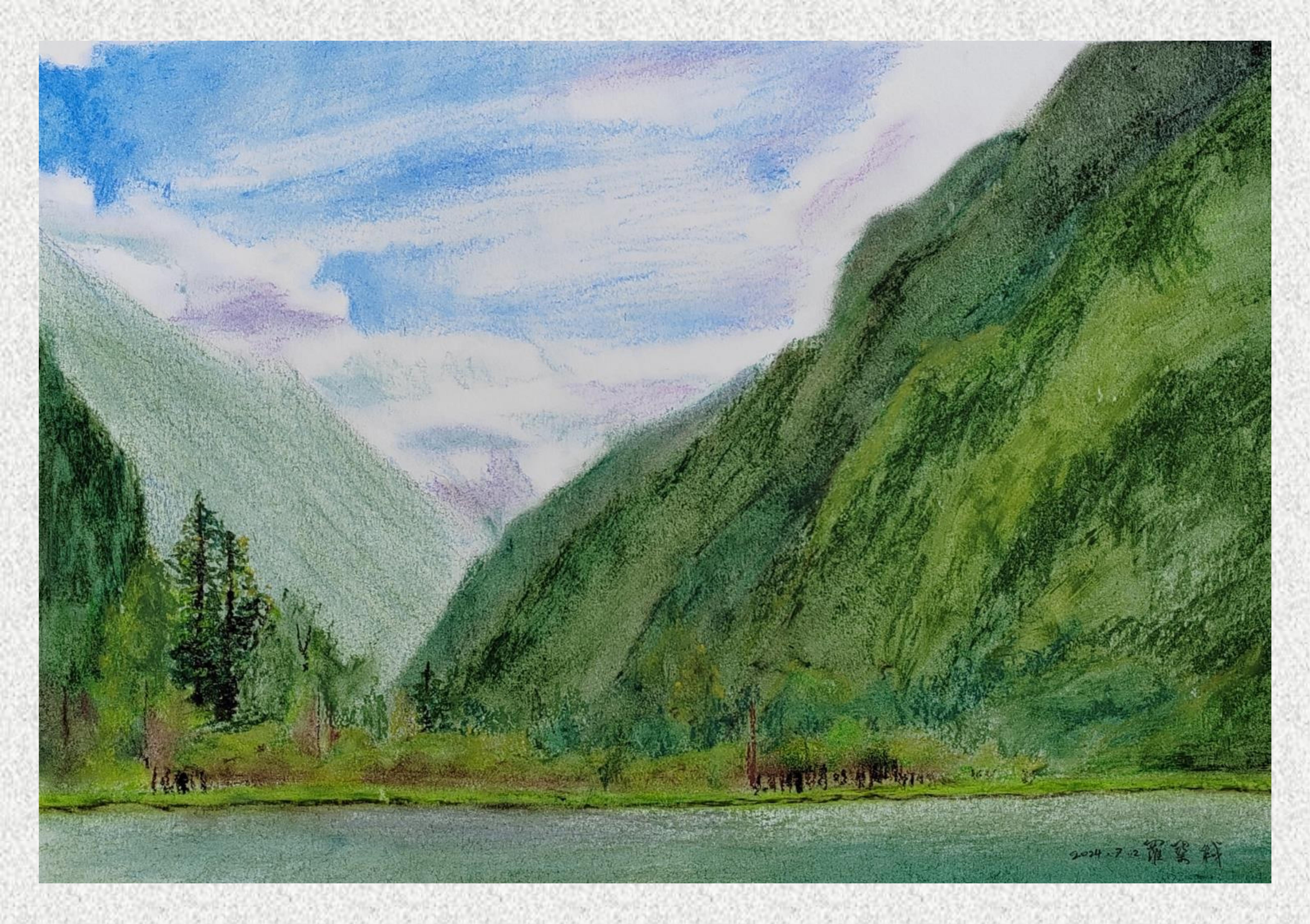 《毕棚沟-油画棒写生》罗关越