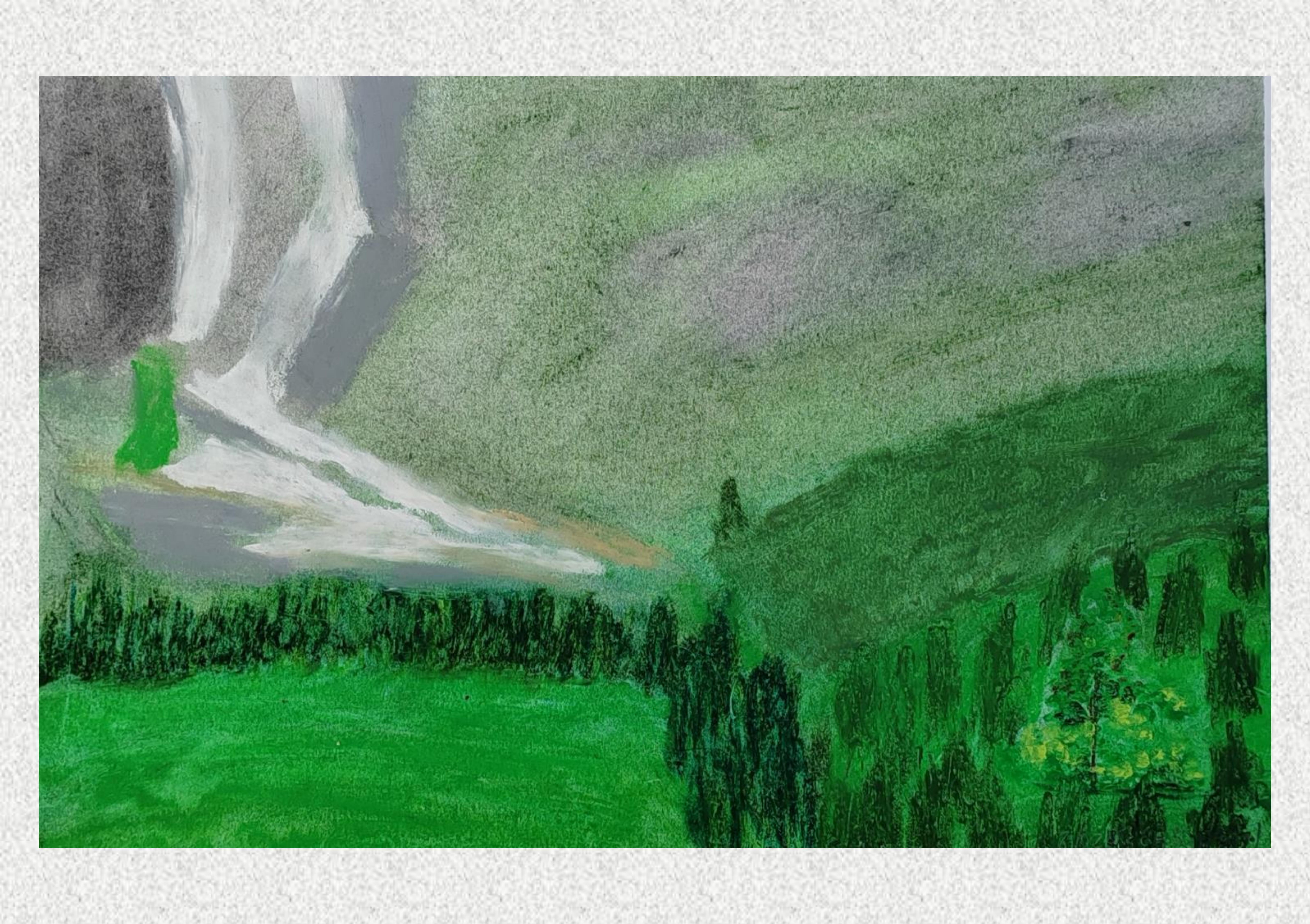 《毕棚沟-油画棒写生》陈雨润