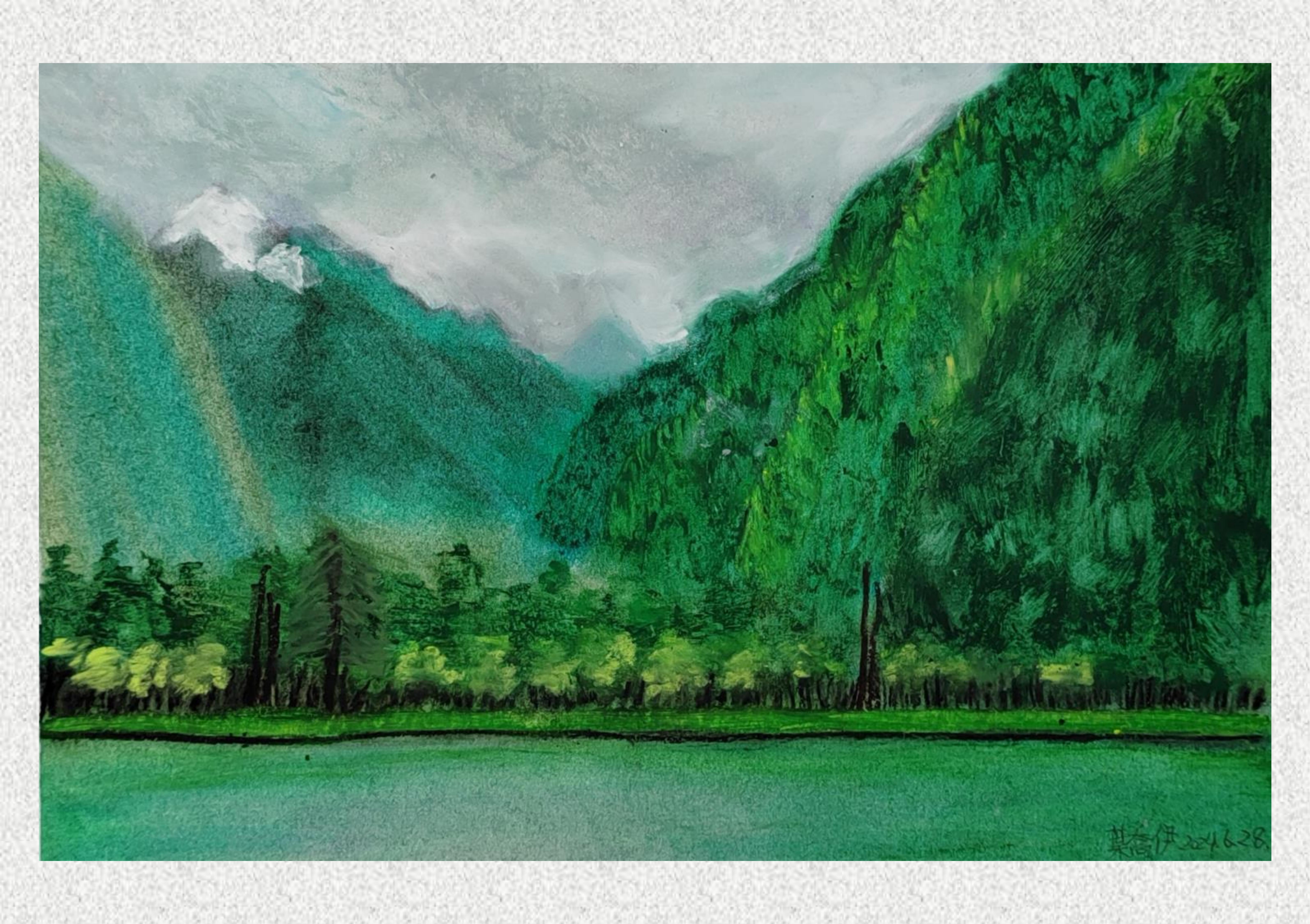 《毕棚沟-油画棒写生》叶乔伊