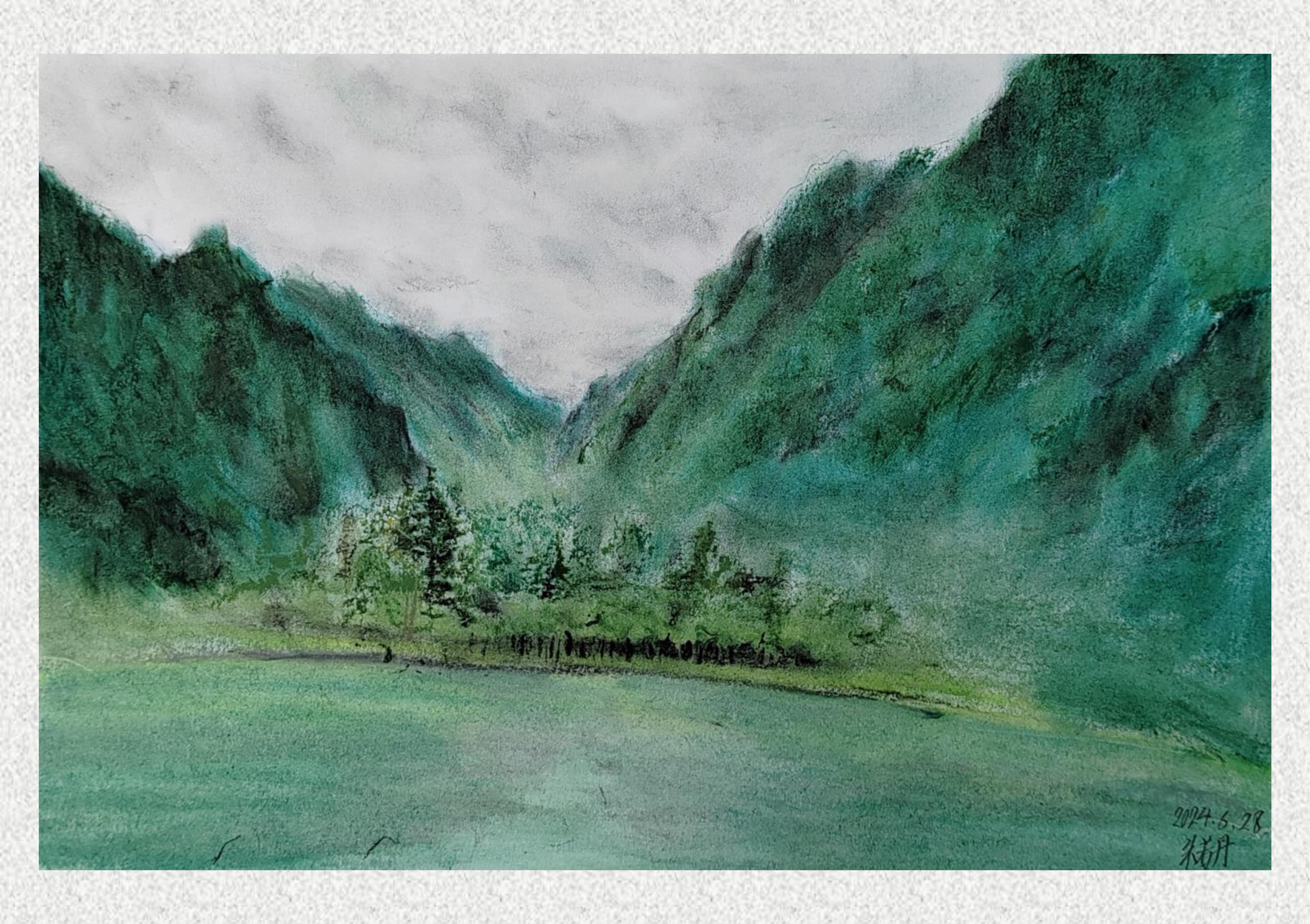 《毕棚沟-油画棒写生》朱若丹