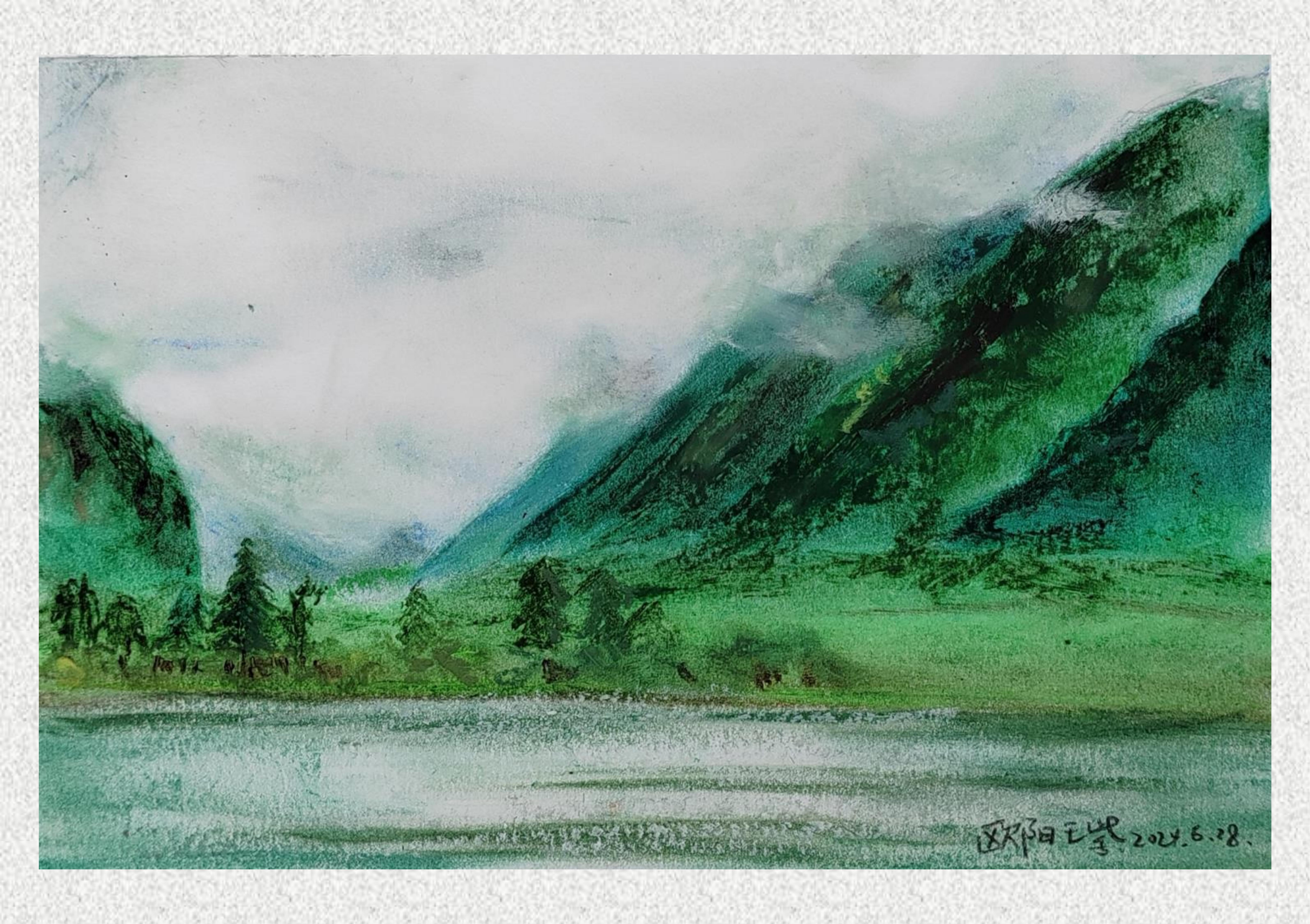 《毕棚沟-油画棒写生》欧阳王紫