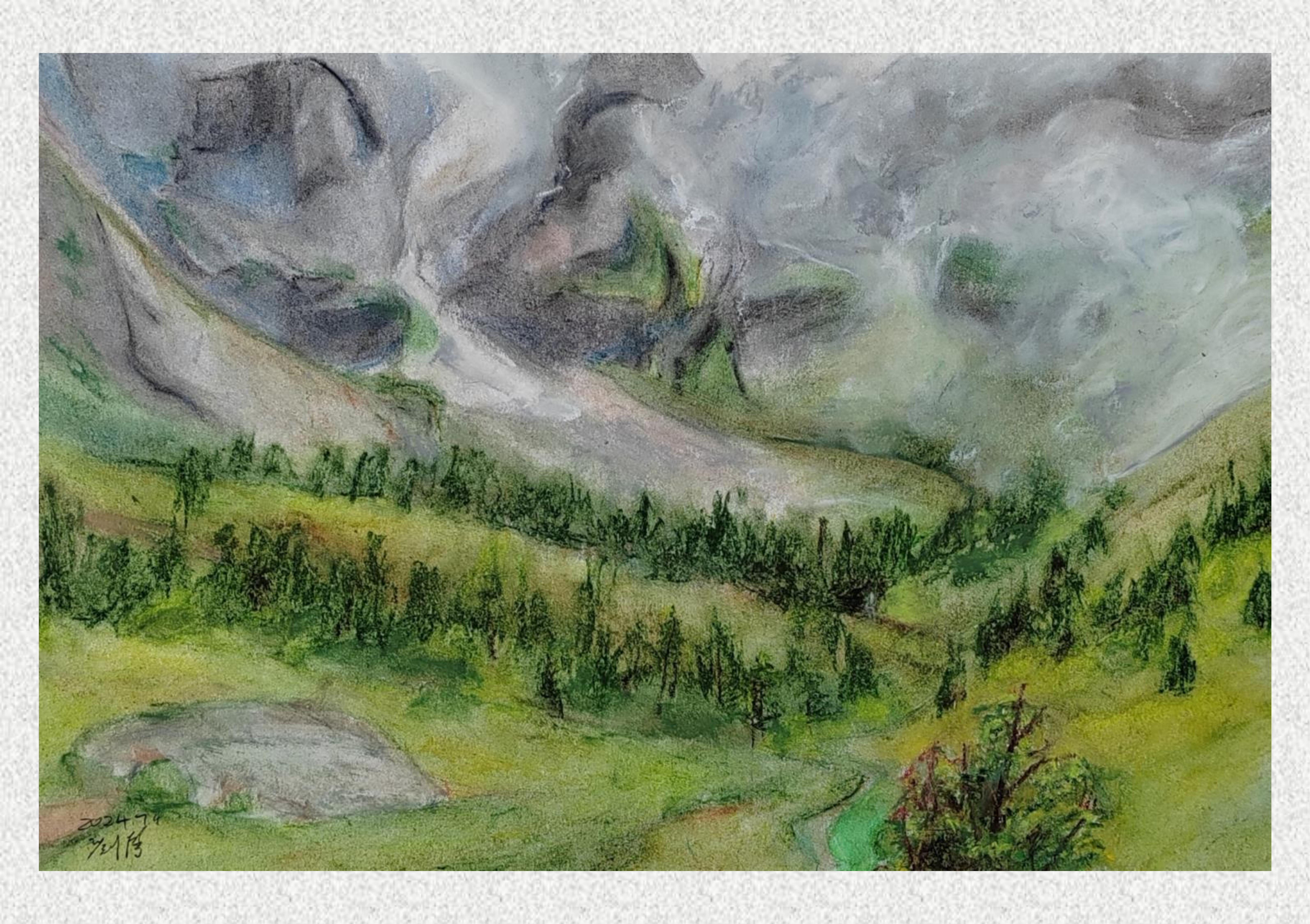 《毕棚沟-油画棒写生》刘馨