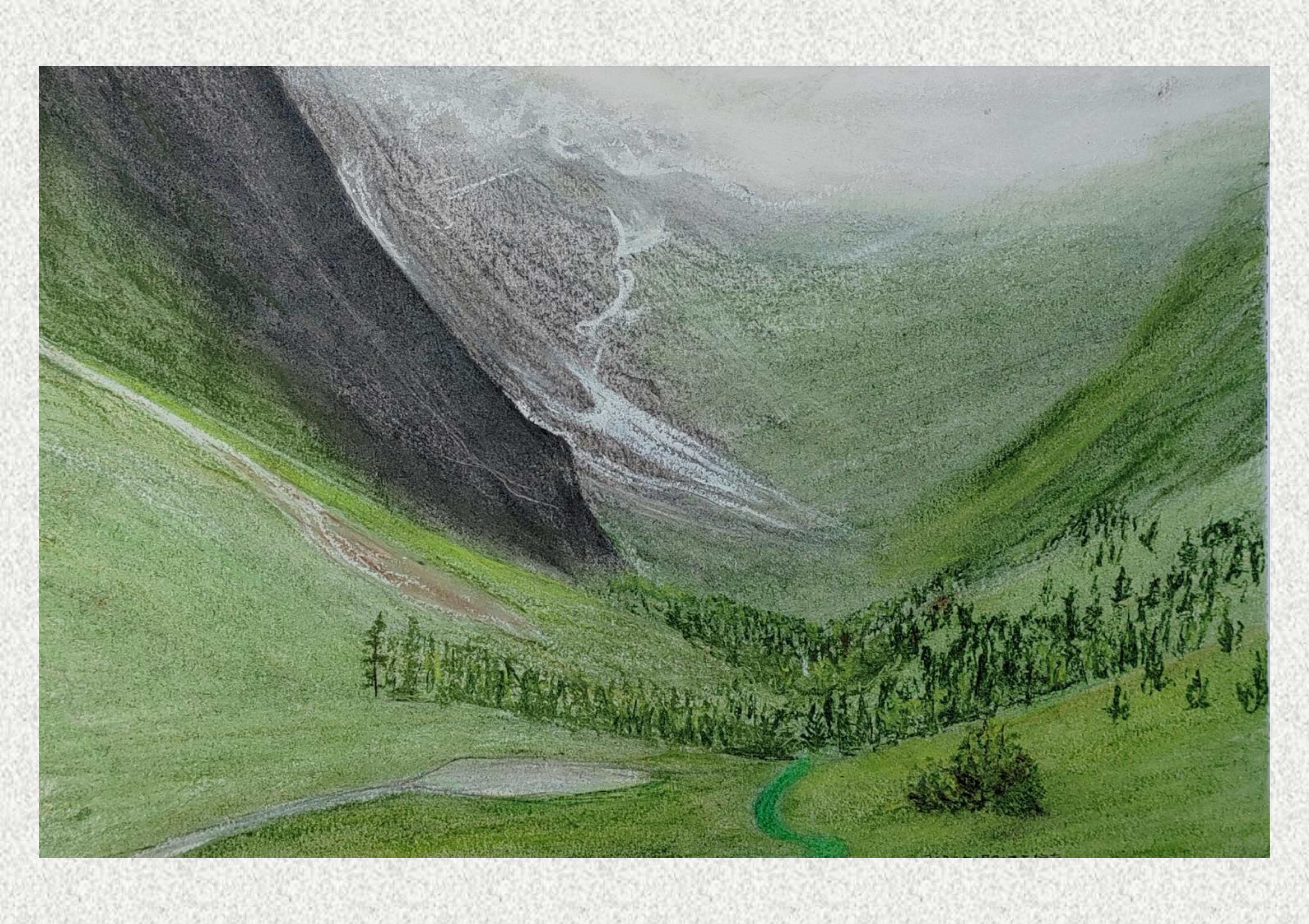 《毕棚沟-油画棒写生》王桢南