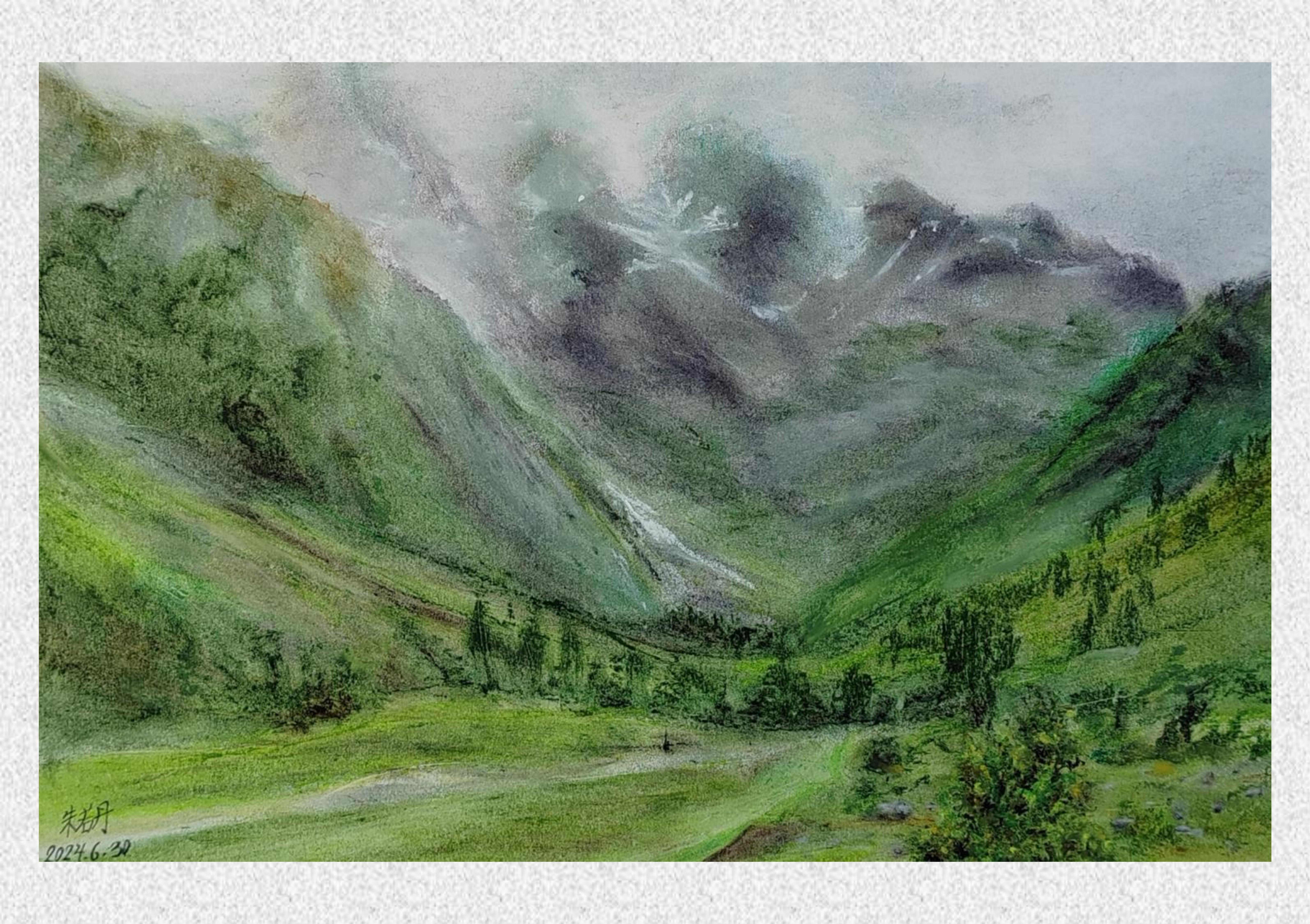 《毕棚沟-油画棒写生》朱若丹