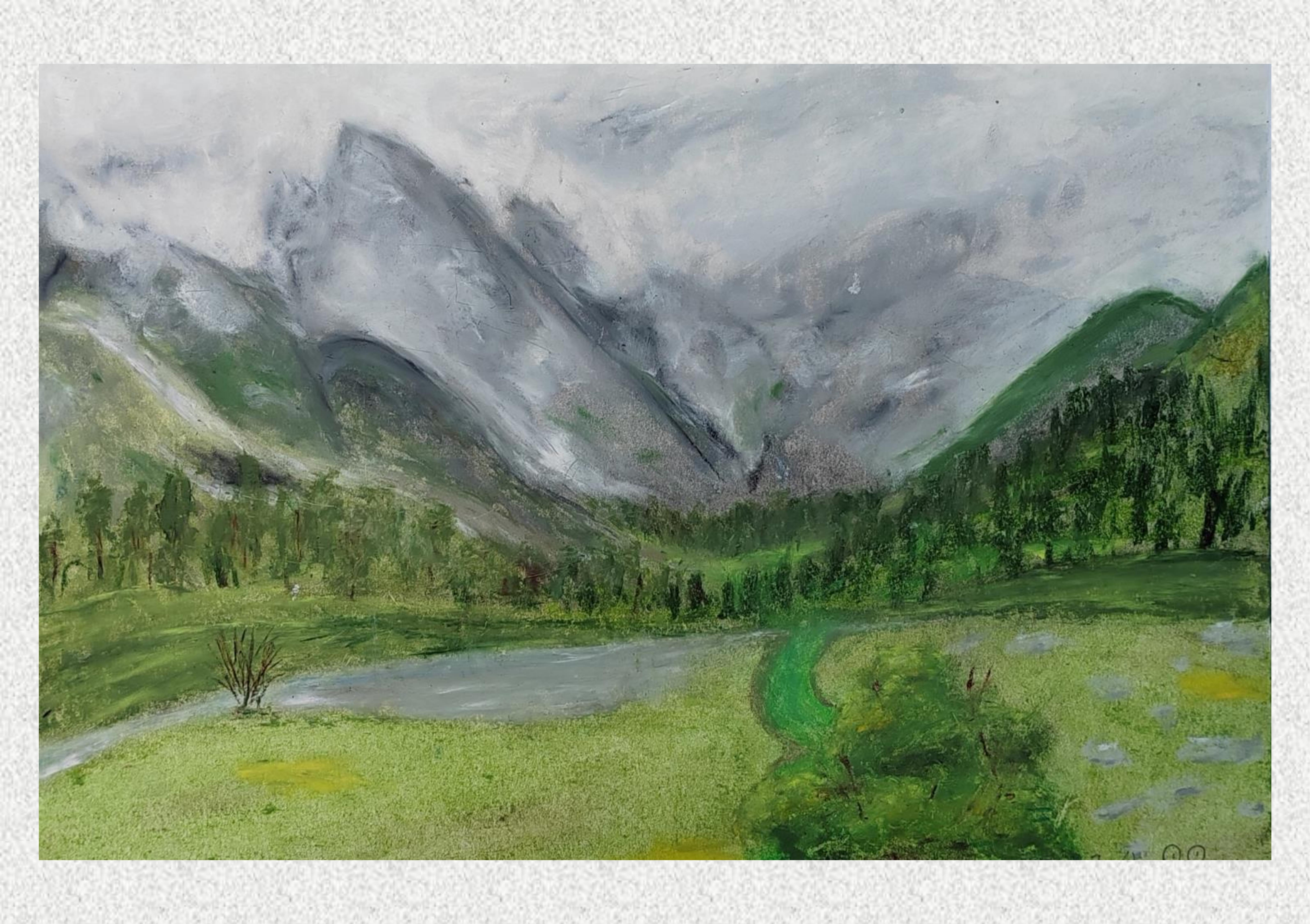 《毕棚沟-油画棒写生》潮梓嘉