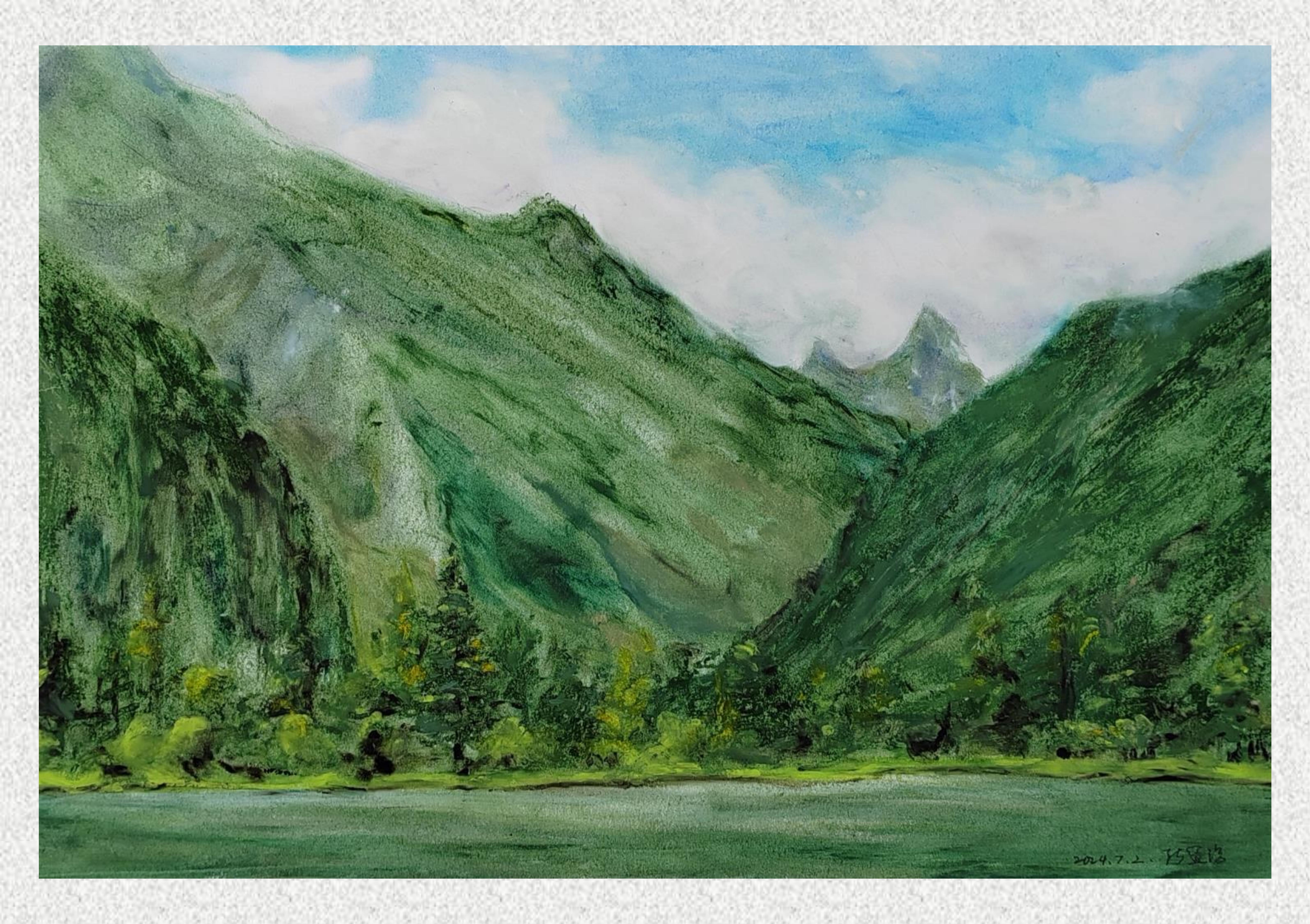 《毕棚沟-油画棒写生》张宜诺