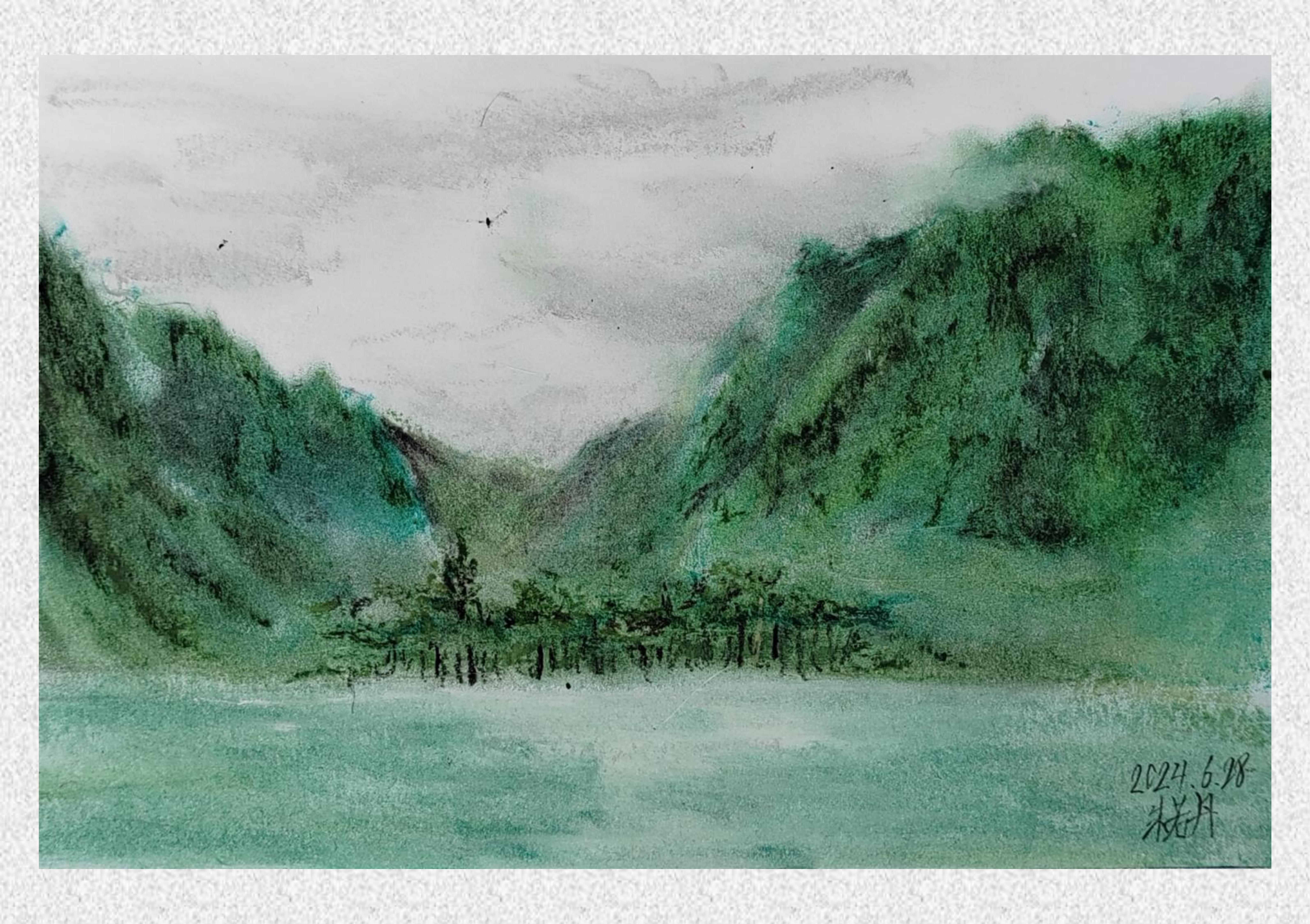 《毕棚沟-油画棒写生》朱若丹