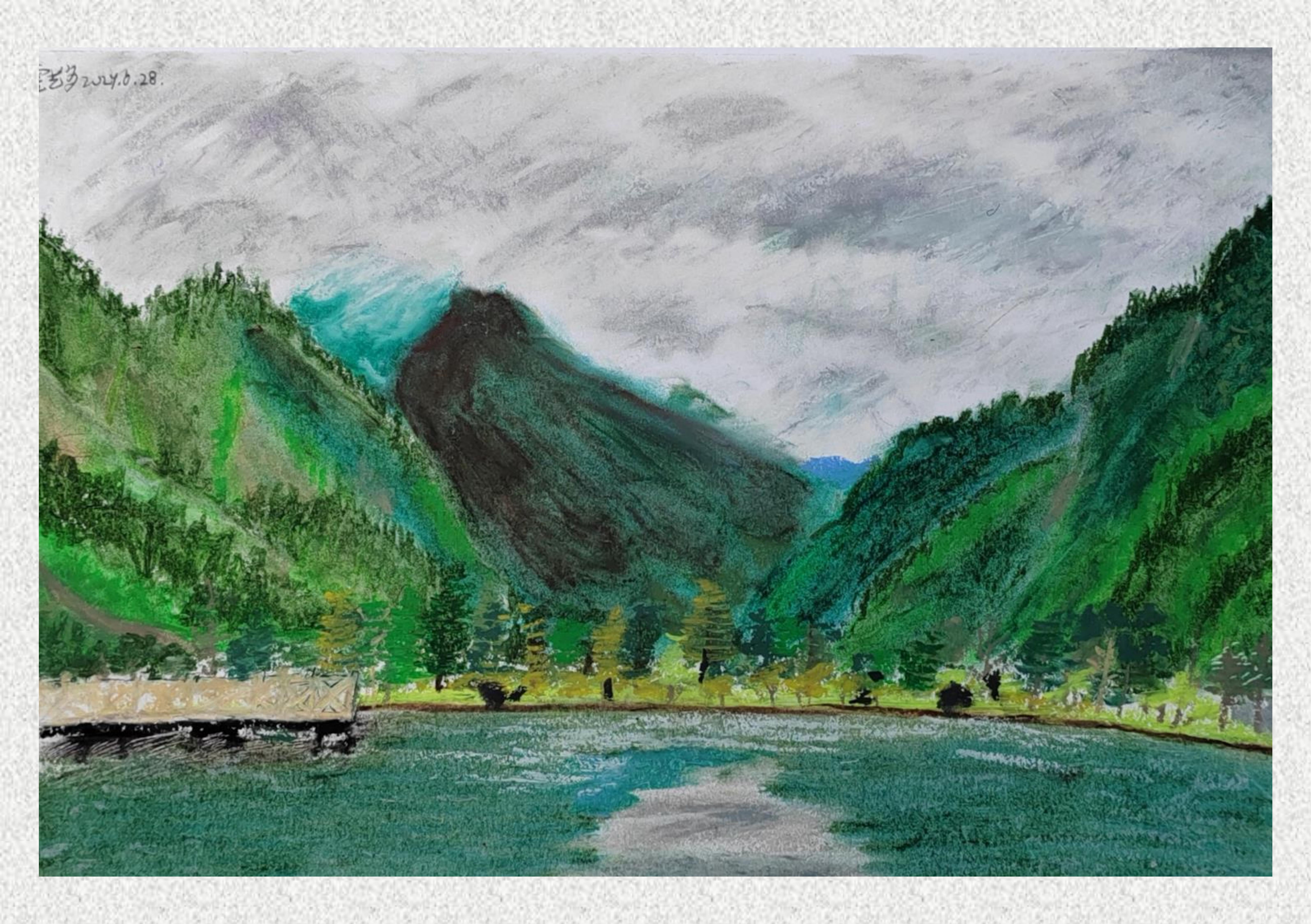 《毕棚沟-油画棒写生》霍艺多