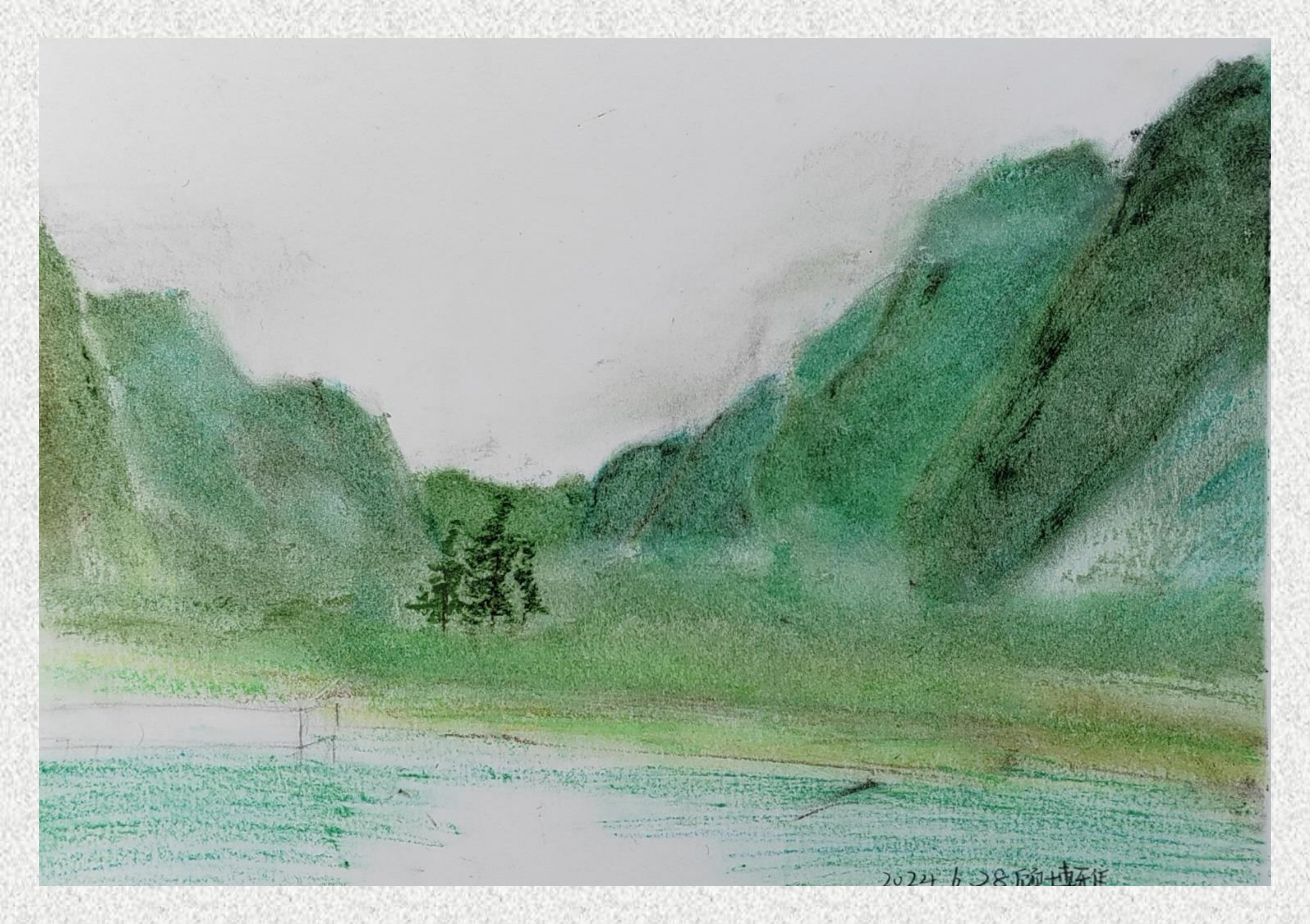 《毕棚沟-油画棒写生》顾博雅