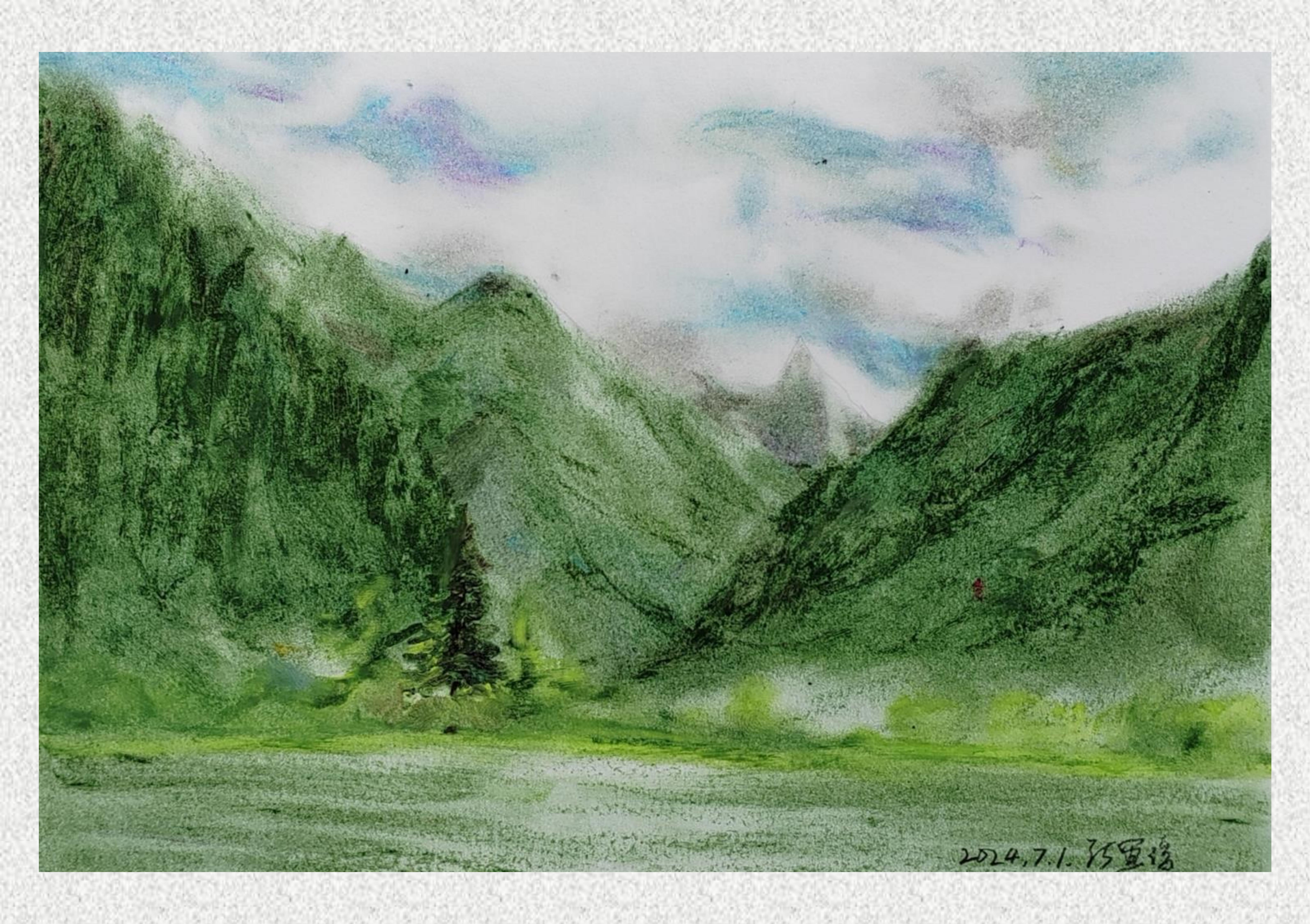 《毕棚沟-油画棒写生》张宜诺