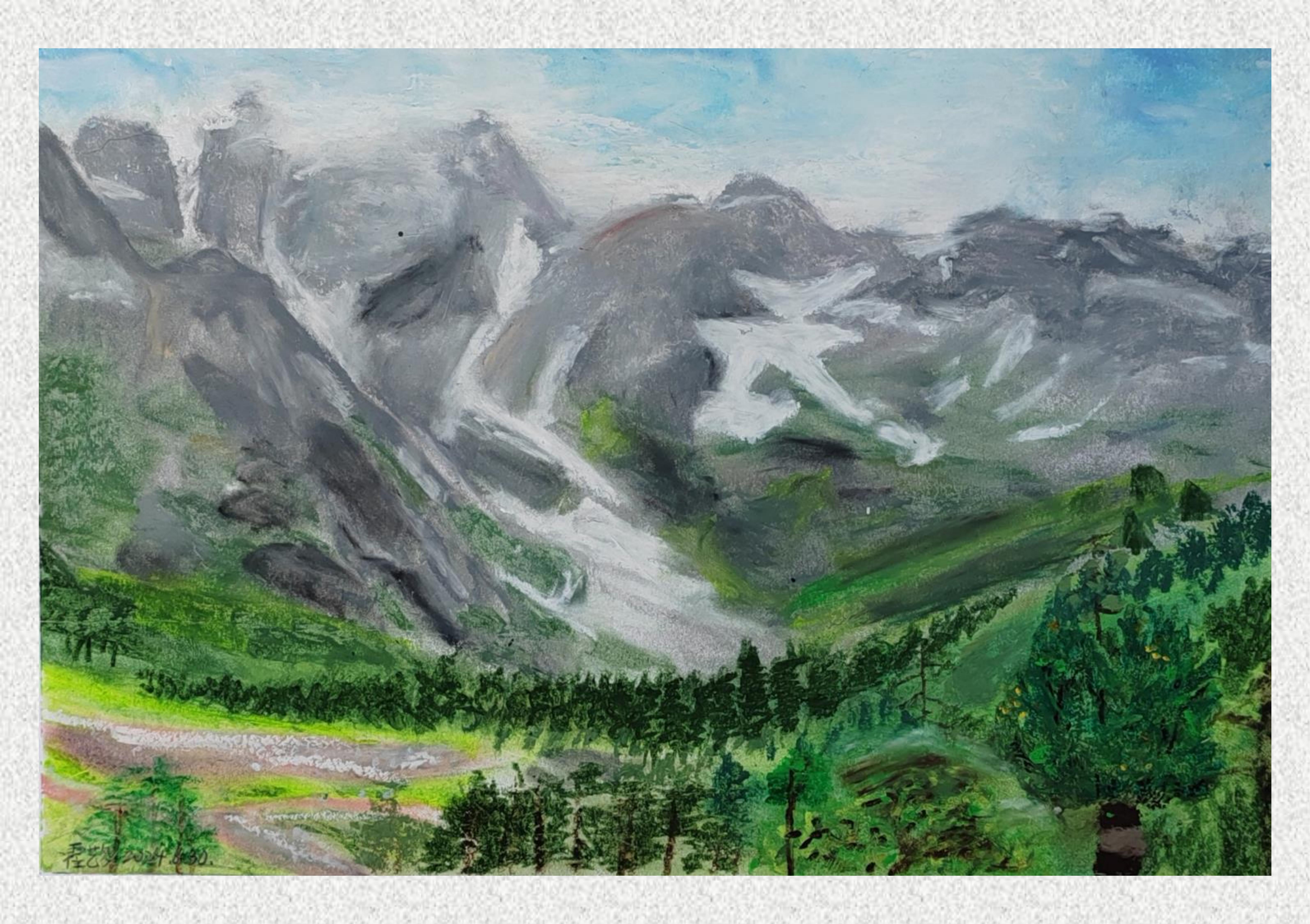 《毕棚沟-油画棒写生》霍艺多